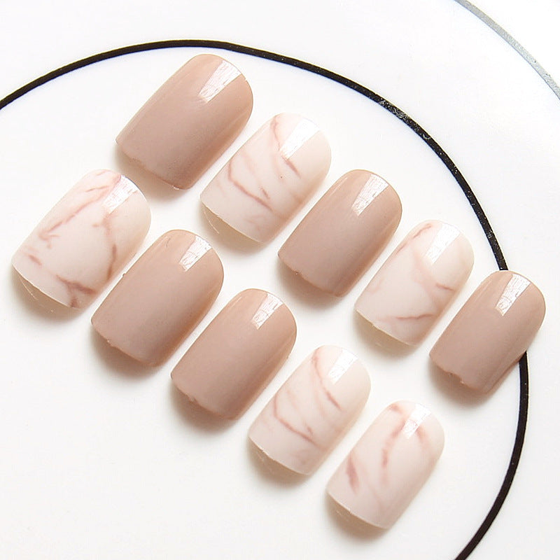 Light khaki smudge false nails Light khaki smudge false nails